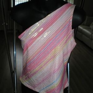 Shiny Pink of Blue blouse NWOT